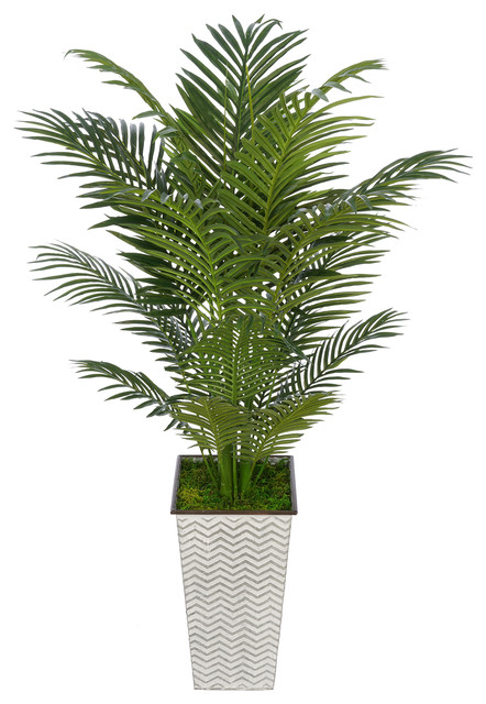 Artificial 4 5 Areca Palm Designer Metal Tropical Plants And Trees By House Of Silk Flowers Inc Houzz - Artificial Palm Trees For Home Decor