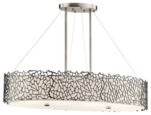 Silver Coral 4-Light Oval Chandelier Classic Pewter