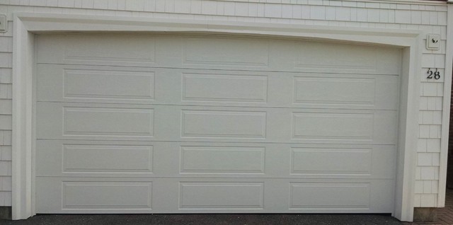 White Long Panel Sectional Overhead Garage Door Traditional