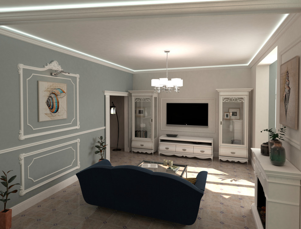 Совмещение кухни и гостиной, классика