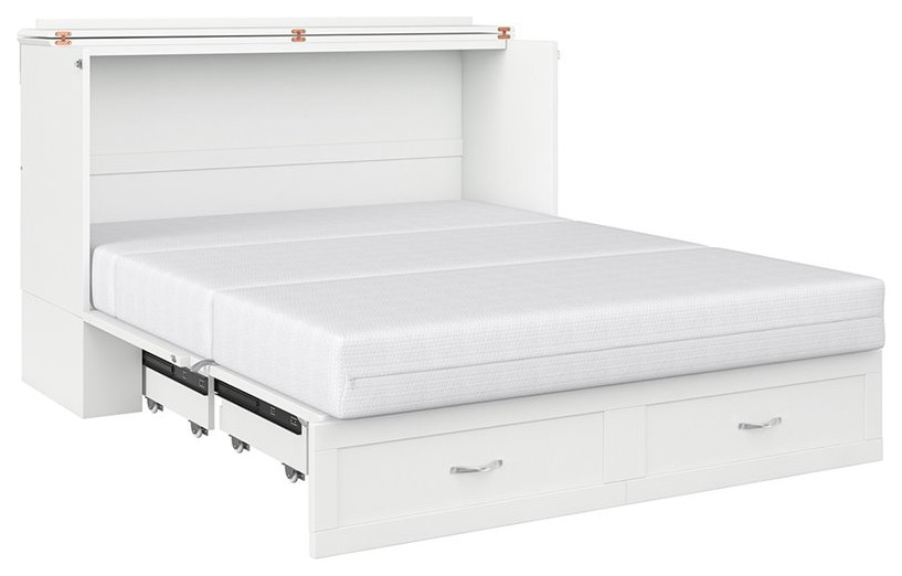 AFI Hamilton Queen Murphy Bed Chest in White Transitional Murphy