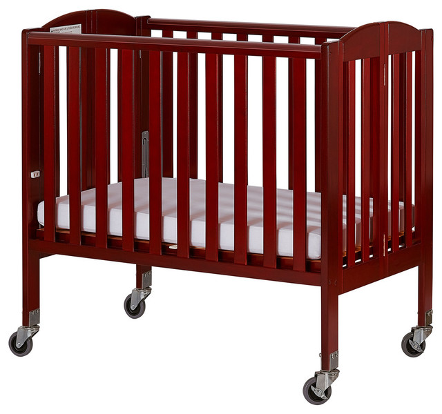 Dream On Me 2 in 1 Folding, Birch PorTable Crib, Cherry