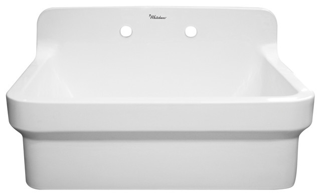 Top-Mounted Laundry Sink With High Backsplash, White, 30"
