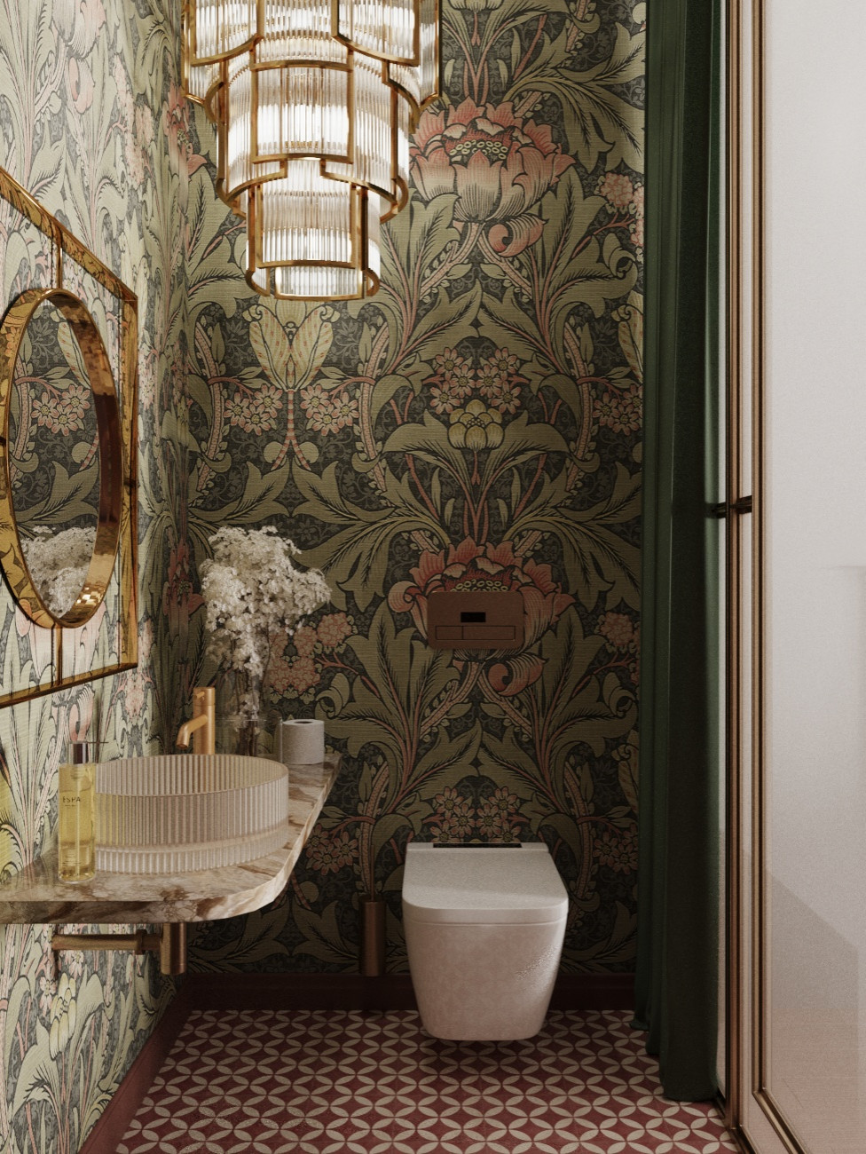 Санузел со стеклянной перегородкой