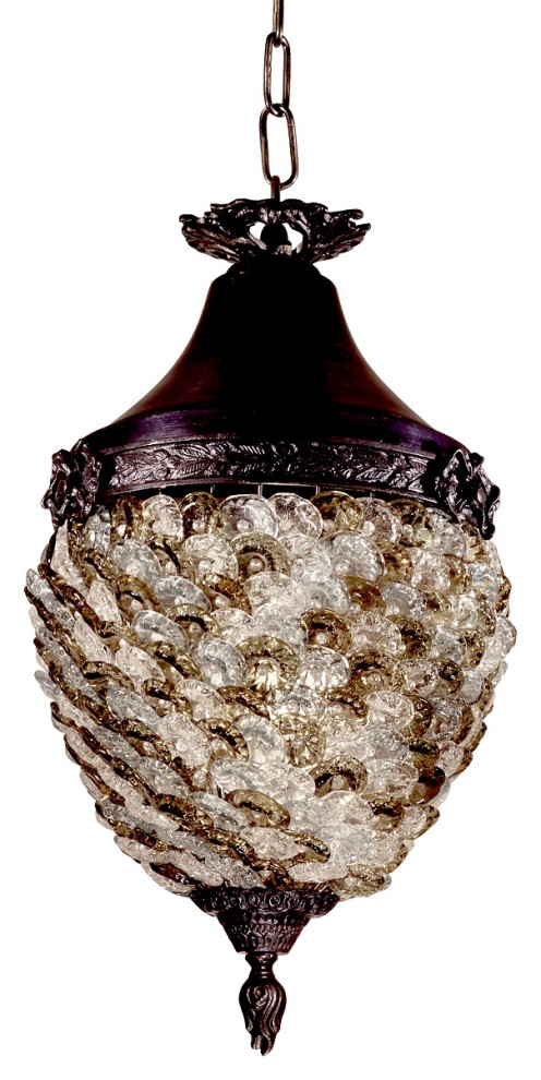 12.5" Antique Bronze Hand Blown Glass Flower Hanging Ceiling Light Fixture