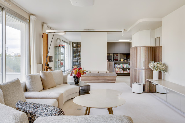 R&eacute;novation + extension &agrave; Neuilly contemporary-vardagsrum