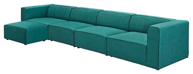 Modern Contemporary Urban Living Sectional Sofa Set Aqua Blue