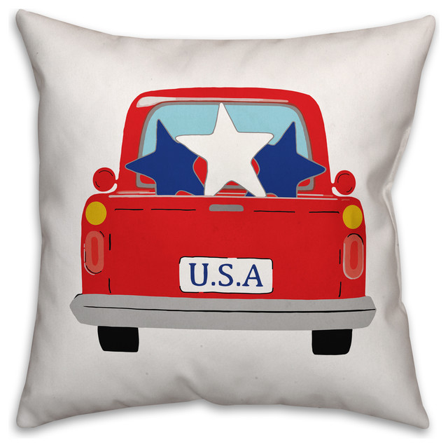 Usa Vintage Truck 18x18 Throw Pillow Contemporary Decorative Pillows By Designs Direct