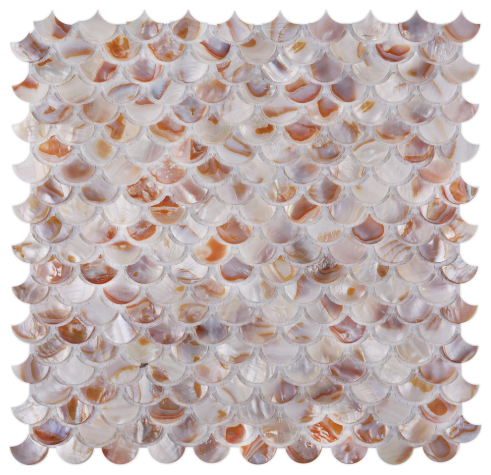 B02 Mother Of Pearl Shell Backsplash Wall Tiles Sector Fan-Shaped Art Tile Decal