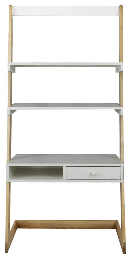 Freestanding Ladder Desk with Drawer, Solid American Maple Frame