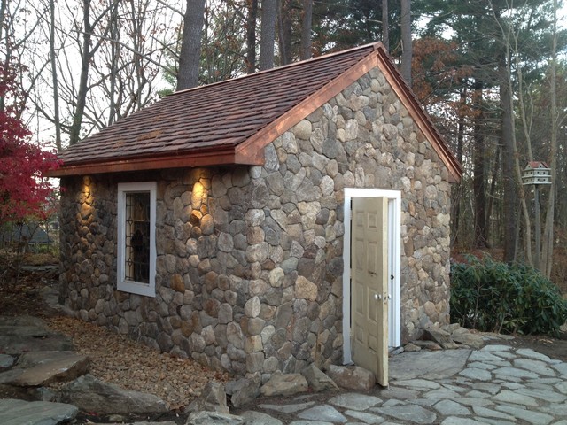 stone shed - Rustic - Boston - by Great Escapes Patio & Stonework, Inc.