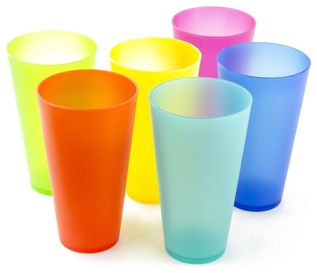 tumblers ceramic Cups, Colorful 6 Party Pack Plastic Picnic Reusable