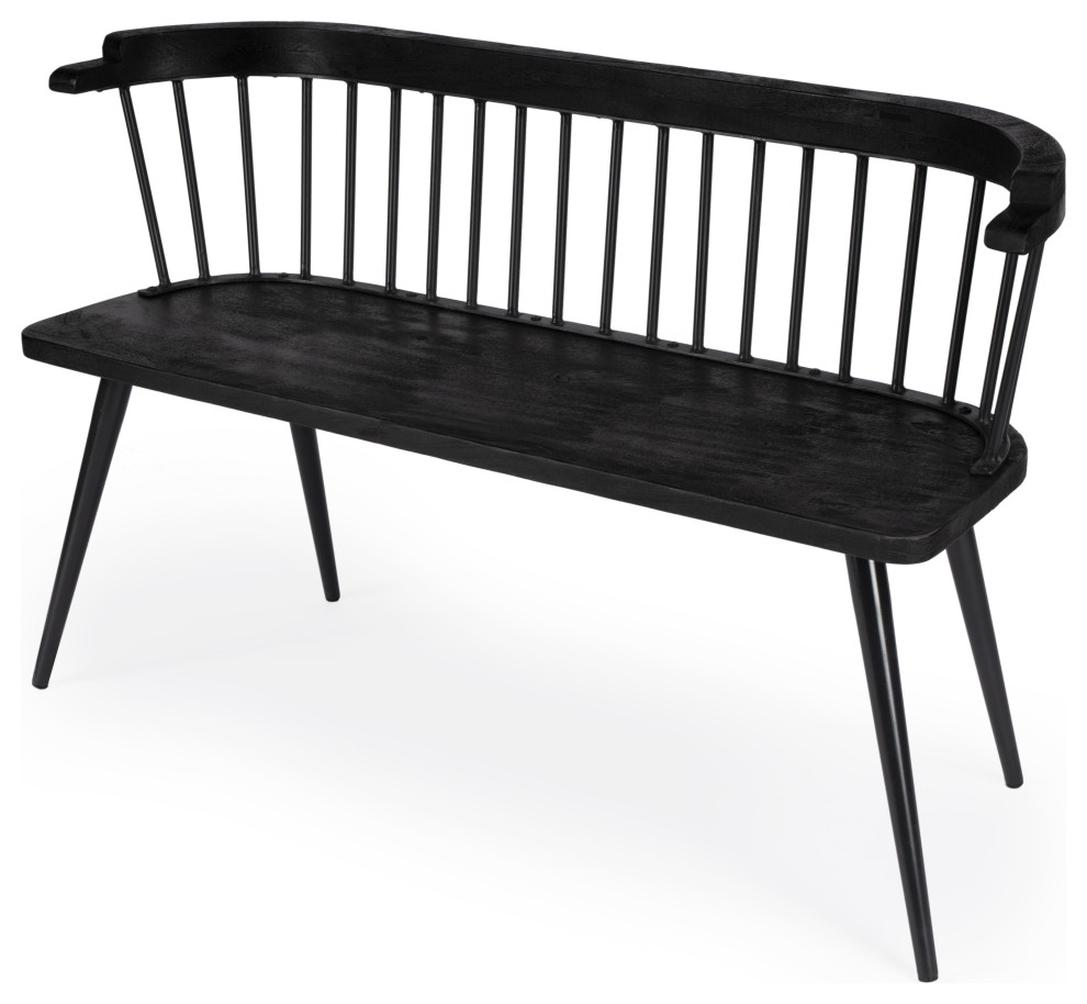 Butler Specialty Company, Tempe Mango Wood Spindle Back 51.25"W Bench, Black