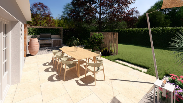 Projet d'am&eacute;nagement de jardin dans les Yvelines mediterranean-courtyard