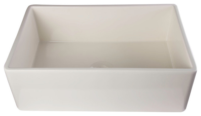 Biscuit 30" Contemporary Smooth Fireclay Farmhouse Kitchen Sink, Biscuit