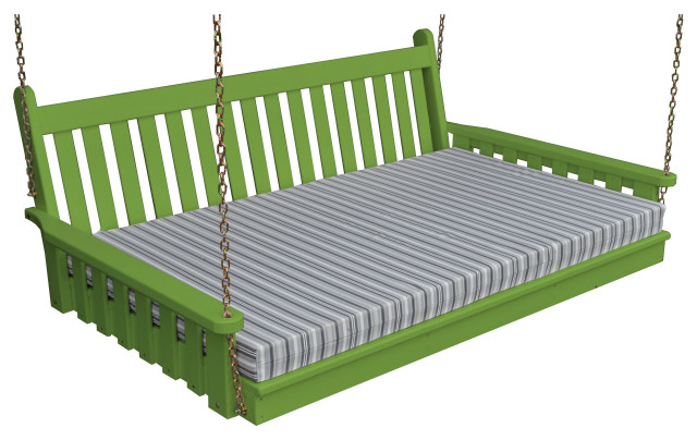 Pine Traditional English Swingbed, Lime Green, 5 Foot