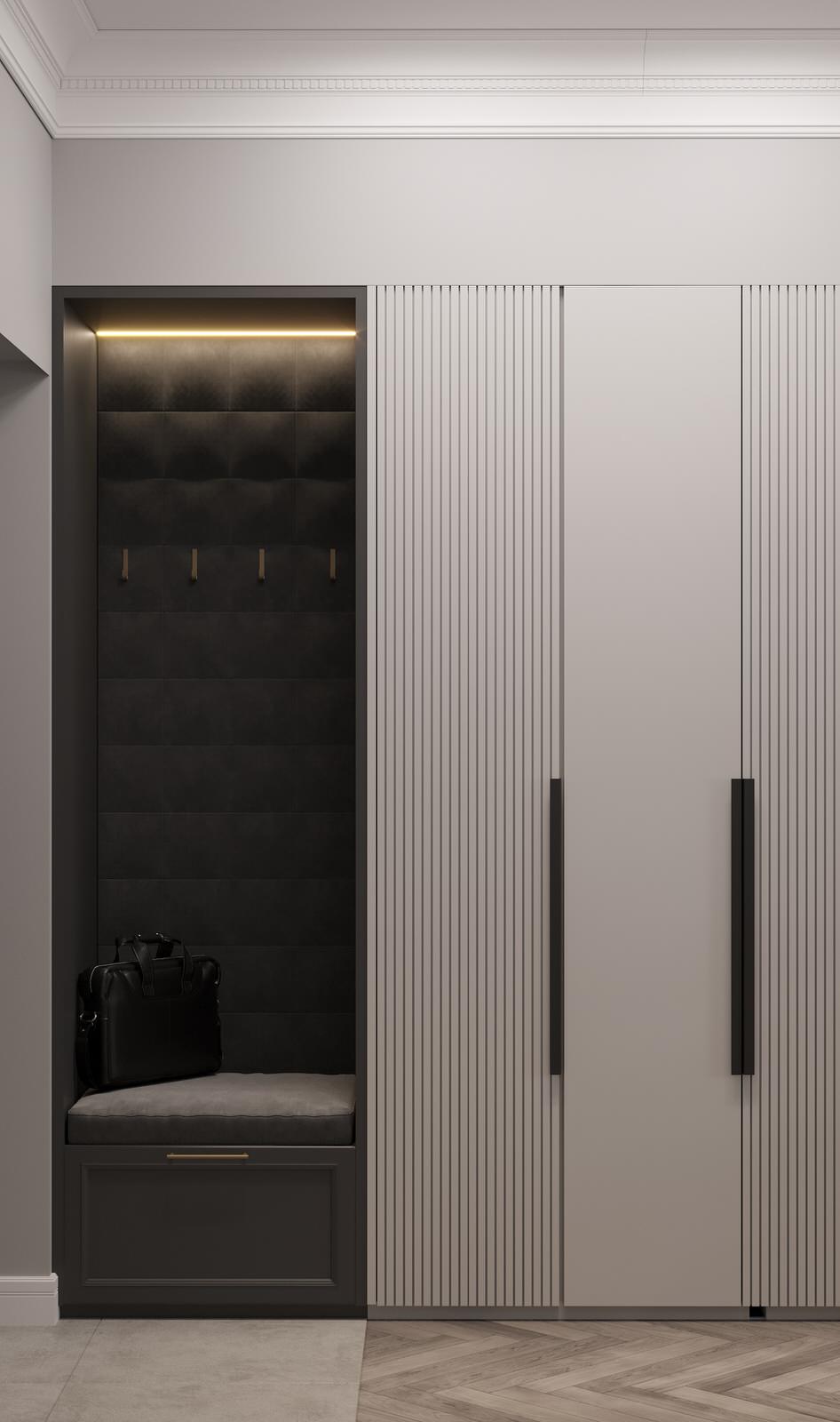 Интерьер однокомнатной квартиры в темных оттенках