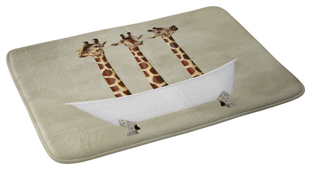 Coco De Paris 3 Giraffes In Bathtub Memory Foam Bath Mat Contemporary Bath Mats By Deny Designs