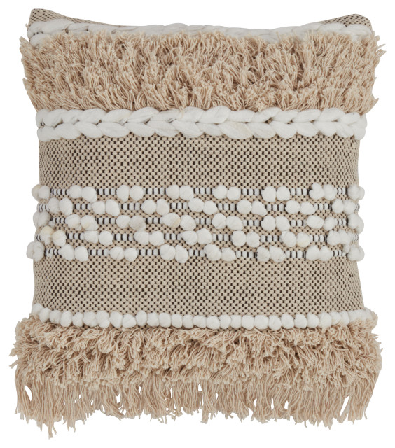 Cotton Throw Pillow With Down Filling And Moroccan Design