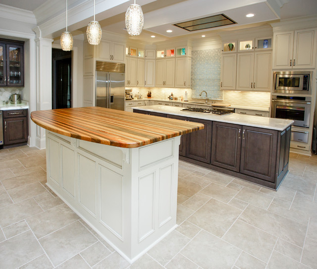 Curved Sinker Cypress Kitchen Island Contemporary Kitchen