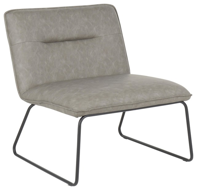 Casper Accent Chair, Black Metal, Gray PU