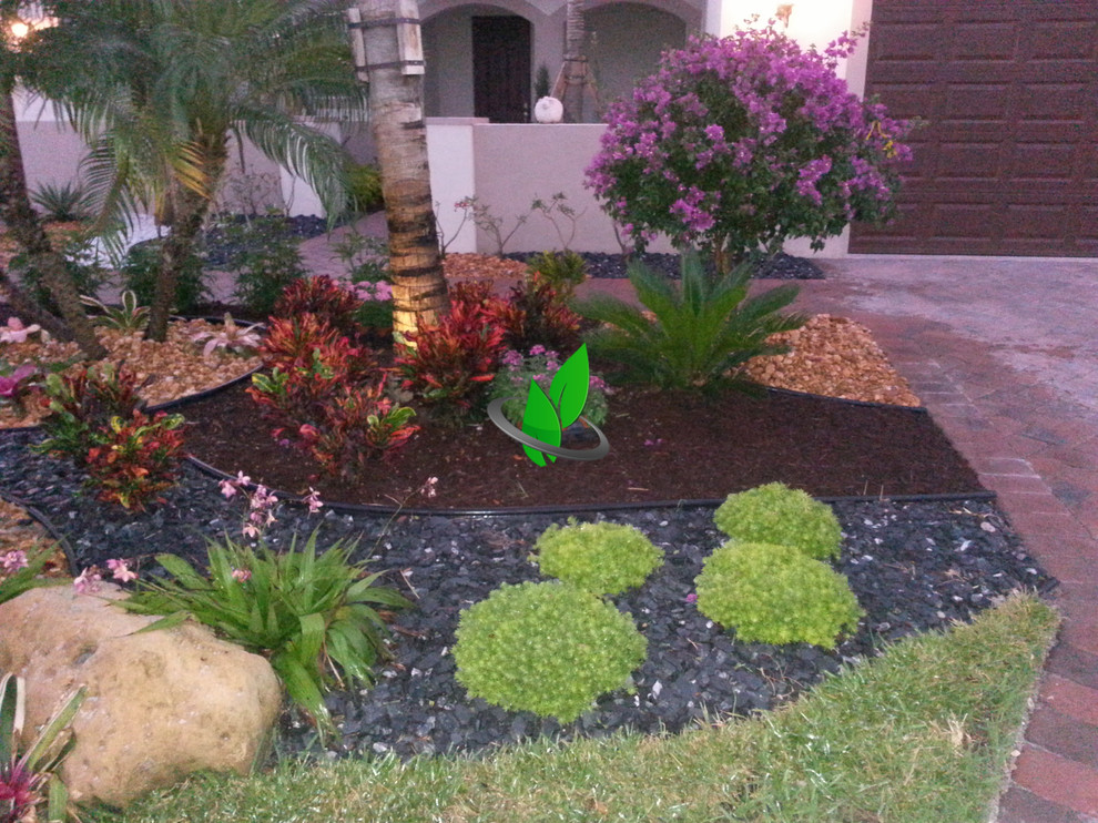 This is an example of a front yard gravel landscaping.