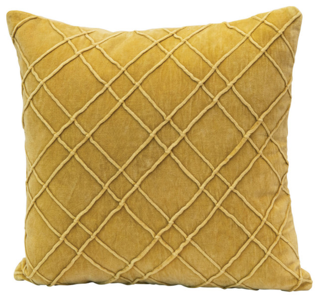 Cotton Velvet Pillow, Mustard