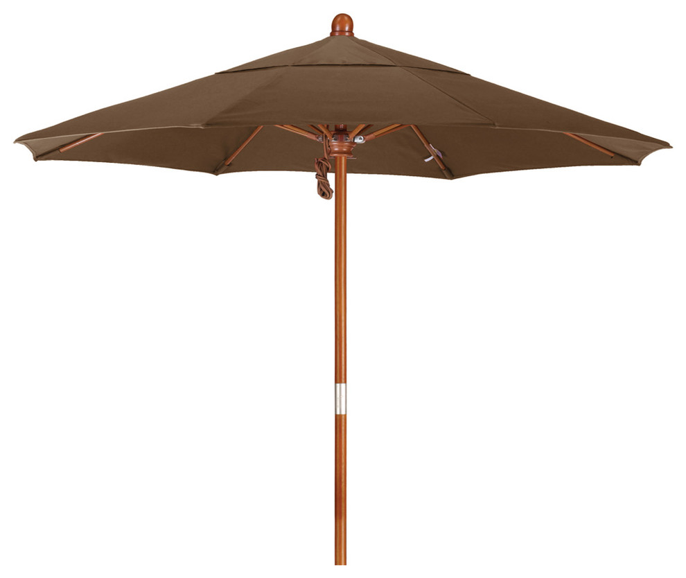 7.5 Foot Olefin Fabric Marenti wood market umbrella with pulley