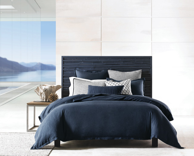 Hotel Collection Linen Navy Bedding Collection Contemporary