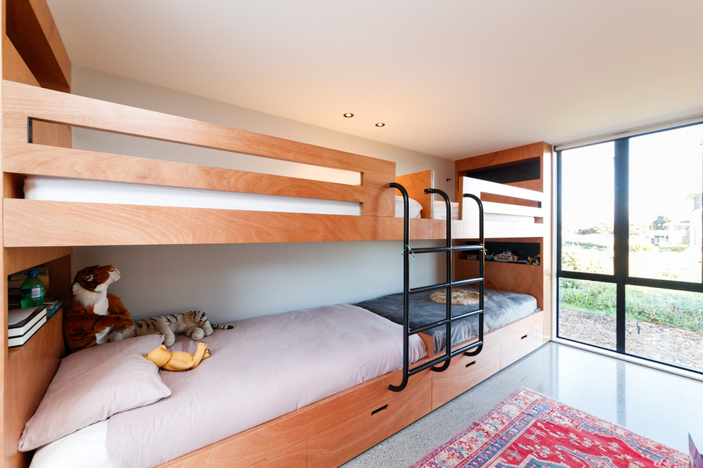Photo of a modern bedroom in Auckland.
