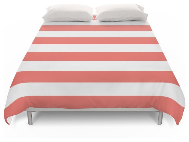 Coral Stripes Duvet Cover Scandinavian Duvet Covers And Duvet