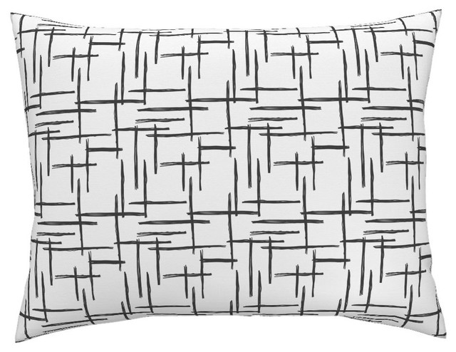 Abstract Geometric Black And White Grid White Stripes Cotton