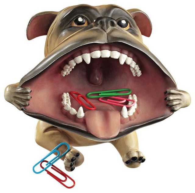 Irritant Large Mouth Dog Statue Desktop Accessory Storage