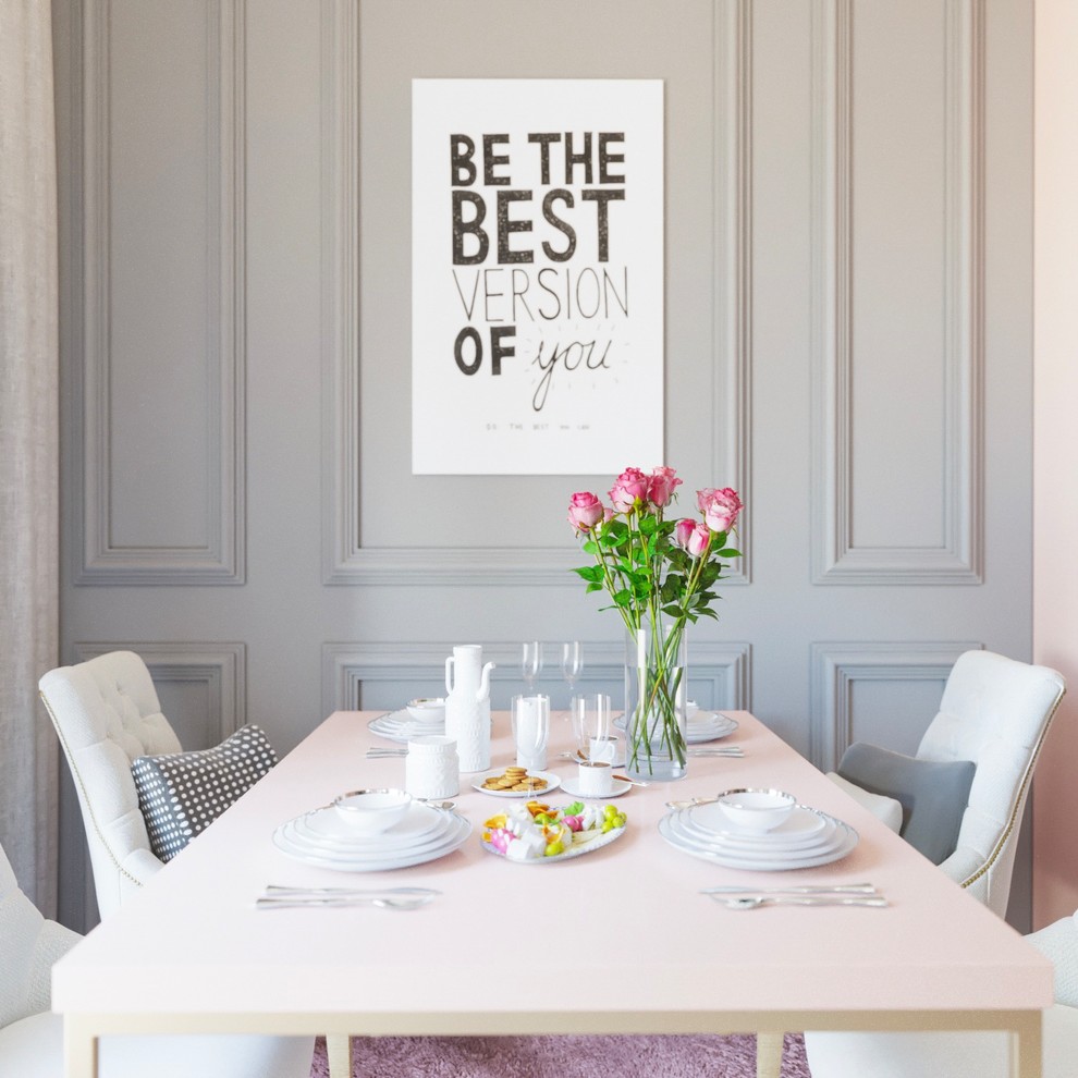 Кухня в нежно-розовом цвете