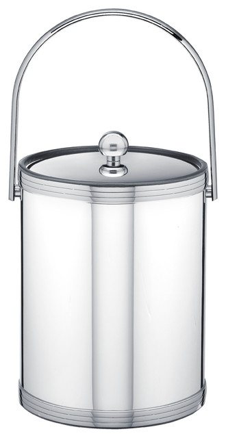 Kraftware Mylar Polished Chrome Ice Bucket with Metal Lid, 5 qt.