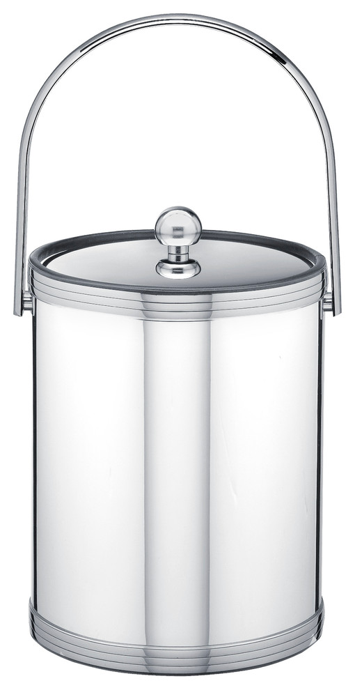 Kraftware Mylar Polished Chrome Ice Bucket with Metal Lid, 5 qt.