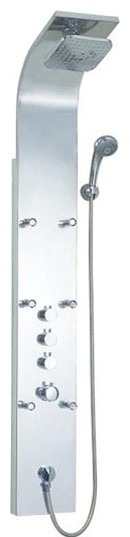 Thermostatic Stainless Steel Shower Massage Panel 6 Jets, Rain and Hand Shower