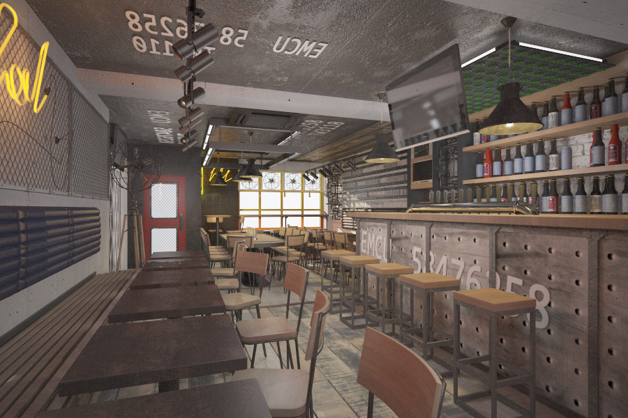 Дизайн проект общественного интерьера (бар) Revolver Craft beer