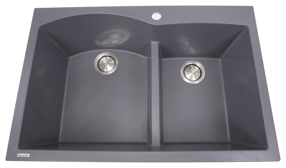 Nantucket Sinks 60/40 Double Bowl Dual-Mount Granite Composite, Titanium