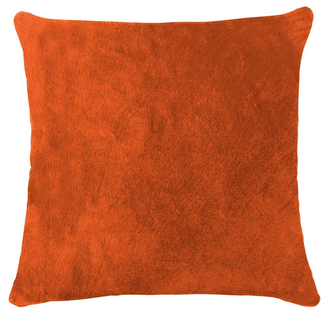 Natural Torino Cowhide Pillow 18"x18", Orange