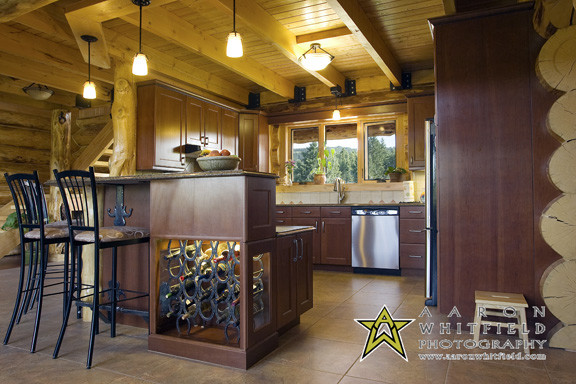 Alberta Log Cabin Rustic Cherry Kitchen rustic-kitchen