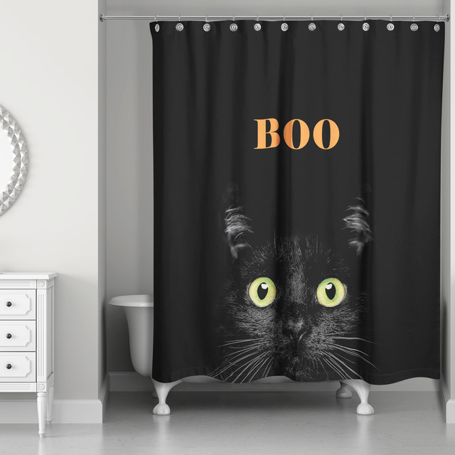 Details about   Halloween Abstract Black Cats Spooky Ghost Waterproof Fabric Shower Curtain Set 