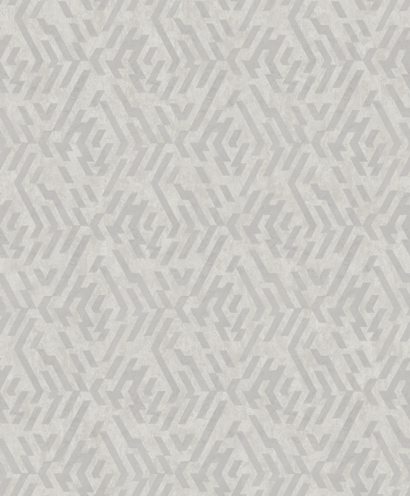 Kila Grey Geometric Wallpaper, Swatch Contemporary Wallpaper by
