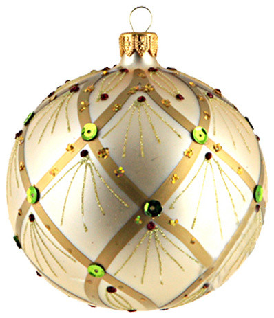 Jeweled Pearl Ball Ornament, Small - Contemporary - Christmas Ornaments ...