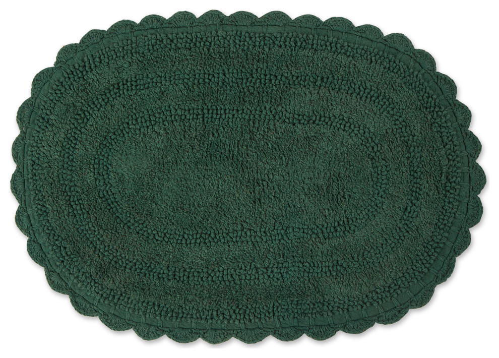 Dark Green Small Oval Crochet Bath Mat Contemporary Bath Mats by