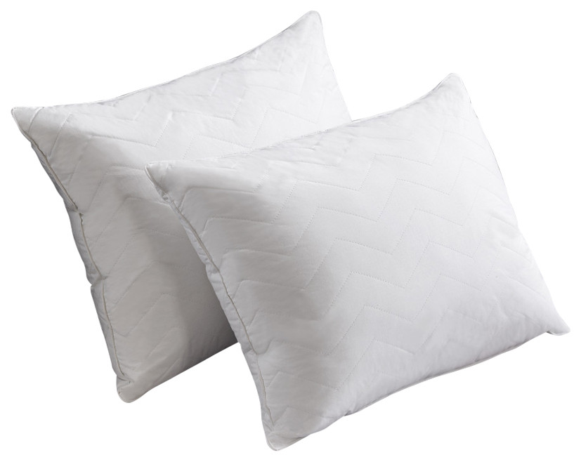 Cotton Luxe Hotel Herringbone Quilted Pillow, 2-Pack, Standard