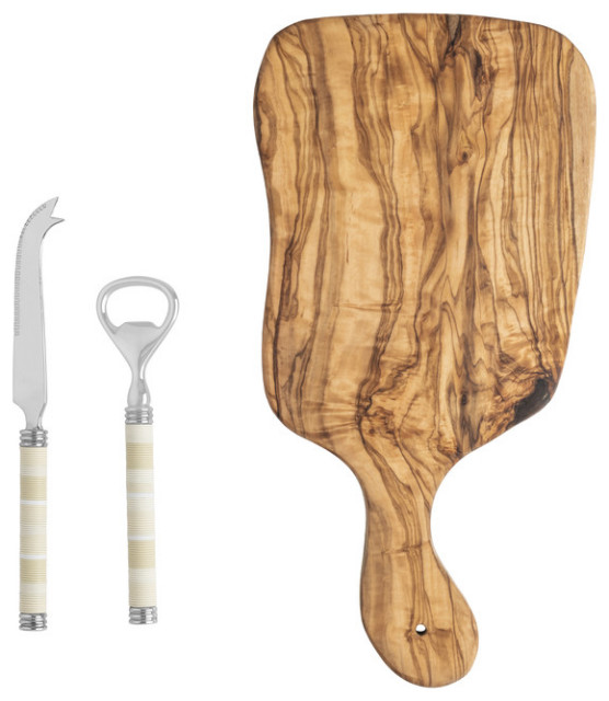 French Home Jubilee Cheese Knife, Bottle Opener and Board Rustic