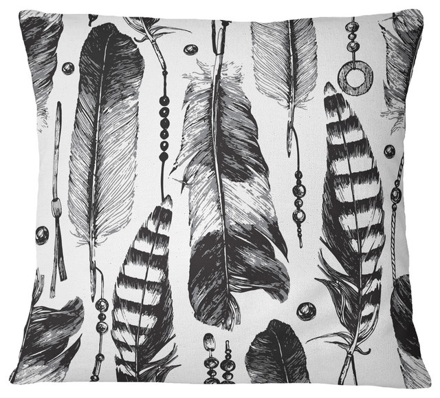 Hand Drawn Feathers Abstract Throw Pillow Southwestern Decorative Pillows By Design Art Usa