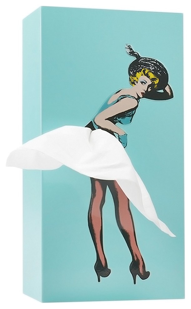 Pin Up Girl Tissue Box Cover, Vintage Lady With Flying Skirt Napkin