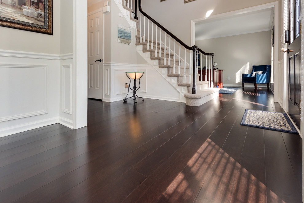 Inspiration for a bamboo floor and brown floor entryway remodel in Charlotte